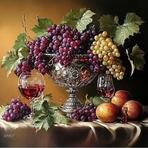 NWT- 8x8 Diamond Art Kit. Grapes and wine.